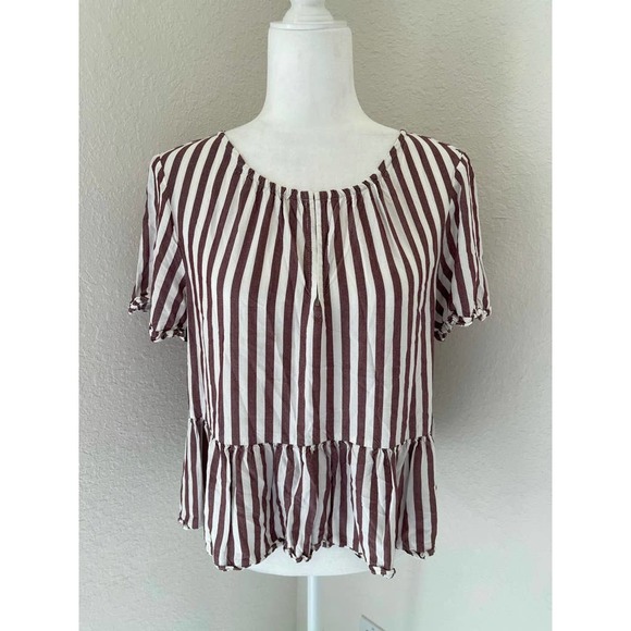 Madewell Brown and White Striped Top - Picture 2 of 7